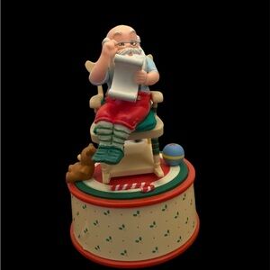 Enesco Vtg 1986 Mini Animated Music Box “Santa’s List” Original Box 4” x 2.5”